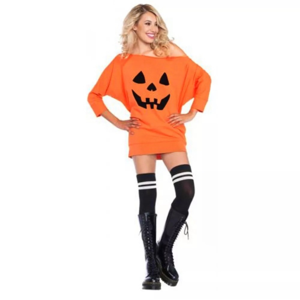 Long sleeve pumpkin Halloween dress costume